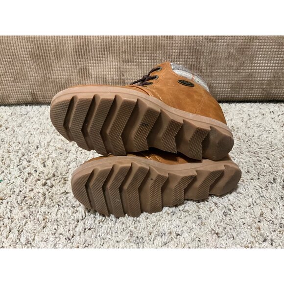 Lugz Womens Brown Ankle Boots With Plaid Collar & Wedge Heel Size 6 Faux Leather - Picture 6 of 11